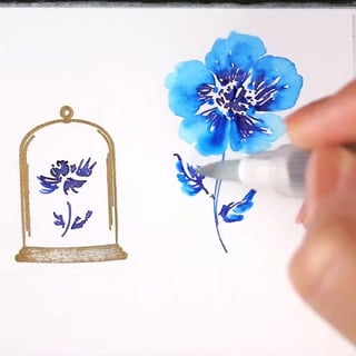 Masterpiece, high-definition animation, ultra-high-definition rendering, brush-drawn blue flowers