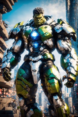 surreal photo of a hulk, blue eyes, white hair, huge breasts, centered, symmetrical, exo-suit, shiny armor, intricate detailed, realistic, full body shot, fujifilm, 8k, HDR, cyborg style best ninja final fansty, 64k sexy body movie, , green eye , perfecteyes, , ike, bookerBS_soul3142 big boob cute face, asian pretty,mecha , background war,mecha