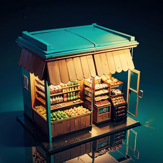 best quality,(masterpiece:1.1),Convenience Store ,isometric view,high resolution,detailed details,simple background,