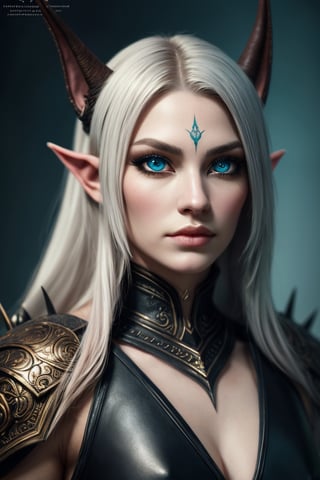 best quality, highres, masterpiece, detailed painting, captivating dark elf, mesmerizing ice blue eyes, delicate white tattoo with intricate dots on her face, long flowing hair in white with wisps of light pink and pale teal, ethereal appearance, leather strapped armor, fierce yet elegant warrior spirit, stunning combination of colors, incredibly detailed image, immersive high-quality resolution, intricate nuances of the dark elf's features, meticulous craftsmanship, attention to detail, brings the dark elf to life, captivates viewers, sheer artistry, brilliance