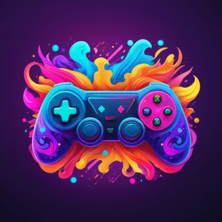 (best quality, 4k, 8k, highres, masterpiece:1.2), ultra-detailed,Gaming logo design,illustration, a colorful video game controller with a colorful background.
