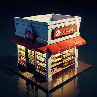 best quality,(masterpiece:1.1),Convenience Store ,isometric view,high resolution,detailed details,simple background,