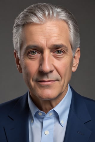 (best quality,4k,8k,highres,masterpiece:1.2),ultra-detailed,(realistic,photorealistic,photo-realistic:1.37),man, grey haired, portrait, detailed face, expressive eyes, defined wrinkles, dignified expression, sophisticated appearance, elegant attire, studio lighting, subtle background, calm color palette