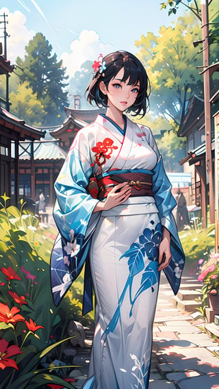  Anime girl in kimono standing in the garden, art germ and atey ghailan, beautiful figure drawing, onmyoji detailed art, girl in hanfu, guweiz style artwork, ross tran style, extremely detailed art germ, rossdraws sakimimichan, art germ style, style artgerm, (big breasts 1.3), outline
