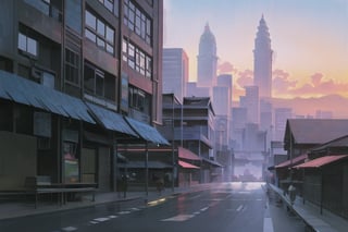 sky, twilight, anime, makoto shinkei, matte painting, bangkok, thailand, cyberpunk