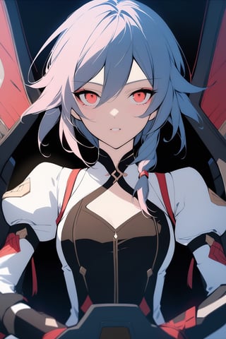 [[fu hua (phoenix)(honkai impact 3rd)]], nai3, 1girl, solo, artstyle,
1girl, solo, looking at viewer, short hair, bangs, long sleeves, upper body, pink hair, puffy sleeves, blunt bangs, juliet sleeves, cockpit