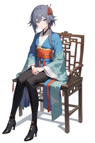 [[fu hua(honkai impact 3rd)]], nai3, 1girl, solo, artstyle,best quality,amazing quality,very aesthetic,absurdres,traditional media,female focus, 
 1girl, solo, looking at viewer, short hair, skirt, simple background, hair ornament, long sleeves, closed mouth,, standing, full body, boots, ((chinese clothes, hanfu/ming style)), armor, high heels, pants,black background, high heel boots,
1girl, solo, long hair, looking at viewer, smile, bangs, blue eyes, simple background, black hair, long sleeves, white background, hair between eyes, sitting, closed mouth, full body,  wide sleeves, kimono, black footwear, sash, chair, chinese clothes, own hands together, hands on lap, fu hua