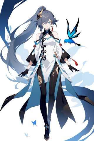 [[fu hua(Honkai Impact 3rd)]], (full body), nai3, 1girl, solo, artstyle,
1girl, solo, long hair, looking at viewer, bangs, blue eyes, black hair, hair ornament, long sleeves, dress, bare shoulders, jewelry, closed mouth, ponytail, earrings, white dress, hair over one eye, bird, chinese clothes, bug, butterfly, china dress, yin yang, fu hua,1girl, solo, long hair, looking at viewer, smile, bangs, blue eyes, simple background, black hair, hair ornament, gloves, white background, hair between eyes, closed mouth, ponytail, boots, bodysuit, thigh boots, black bodysuit, fu hua
