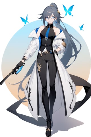 [[fu hua(Honkai Impact 3rd)]], (full body), nai3, 1girl, solo, artstyle,
1girl, solo, long hair, looking at viewer, bangs, blue eyes, shirt, black hair, gloves, long sleeves, white background, holding, hair between eyes, closed mouth, jacket, ponytail, necktie, glasses, black gloves, belt, pants, vest, black shirt, black pants, formal, white jacket, blue necktie, holding eyewear, polo shirt, fu hua,1girl, solo, long hair, looking at viewer, bangs, blue eyes, black hair, hair ornament, long sleeves, dress, bare shoulders, jewelry, closed mouth, ponytail, earrings, white dress, hair over one eye, bird, chinese clothes, bug, butterfly, china dress, yin yang, fu hua