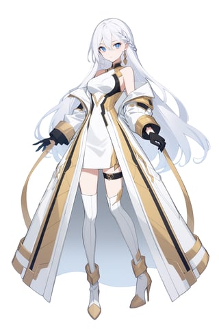 (full body), nai3, 1girl, solo, artstyle,
1girl, solo, long hair, breasts, looking at viewer, bangs, blue eyes, simple background, gloves, long sleeves, white background, dress, hair between eyes, bare shoulders, jewelry, medium breasts, very long hair, standing, jacket, full body, braid, white hair, earrings, boots, parted lips, open clothes, sleeveless, black gloves, off shoulder, white dress, high heels, coat, thigh strap, white footwear, white jacket, high heel boots, open coat, white coat
Durandal/Bianka Ataegina