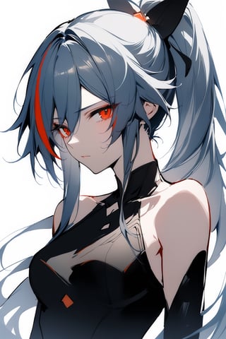 [[fu hua(honkai impact 3rd)]], nai3, 1girl, solo, artstyle,best quality,amazing quality,very aesthetic,absurdres,traditional media,female focus, 
1girl, solo, long hair, bangs, simple background, white background, hair between eyes, bare shoulders, closed mouth, ponytail, white hair, multicolored hair, sketch, streaked hair