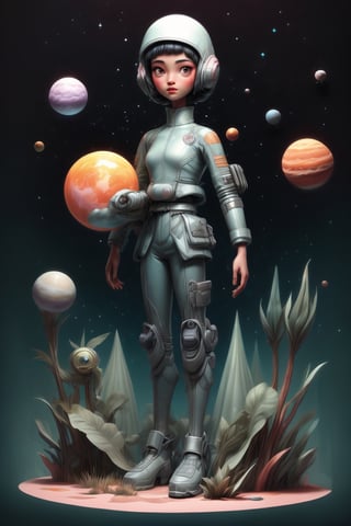 retro dark vintage sci-fi 2d matte dark gouache illustration dark deep space explorer, glitter, Imaginative_Melodies, 