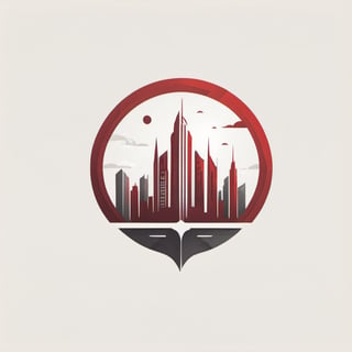 logo, ((skyscraper)), negative space design, colorful (red maroon, dark grey), minimalist, LogoRedAF, logoredmaf, white background