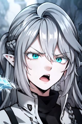 hyperdetailed face, 8k and, airbrushed, icy white hair, anger