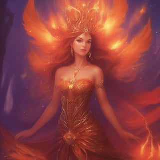 magic queen,Magical creature,fire ball,high level of detail,Best quality,masterpiece,Magical Fantasy Style,
