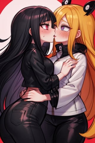 8k resolution, high resolution, masterpiece, intricate details, highly detailed, HD quality, solo, loli, dark background, black desert, scarlet moon,red moon, moon, rain,  2_girls, girls kissing, Naruko uzumaki.red eyes.(Naruko uzumaki has red eyes).blonde.yellow hair.Naruko uzumaki's clothes.black coat.black pants.a gentle expression.a satisfied expression.a playful expression.(Naruko towers over her partner), Hinata Hyuga.dark blue hair.pale lilac eyes.no pupils.Hinata Hugo's clothes.shinobi clothes.grey jacket.black pants.an embarrassed expression.happy recovery.joyful expression, kiss, two girls kissing, naruko and wednesday kissing, spittle, lesbian kiss, yuri, detailed kiss, kiss with tongues, detailed languages, focus on the whole body, the whole body in the frame, small breasts, rich colors, vibrant colors, detailed eyes, super detailed, extremely beautiful graphics, super detailed skin, best quality, highest quality, high detail, masterpiece, detailed skin, perfect anatomy, perfect body, perfect hands, perfect fingers, complex details, reflective hair, textured hair, best quality,super detailed,complex details, high resolution,

Shadbase,Ankha,USA,Sonique,Sonic,Naruto,Wednesday Addams  ,kiss,JCM2,Naruko,Shadbase ,Mrploxykun, Addams ,Artist,haruno sakura,Hinata