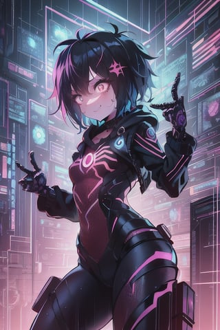 8k resolution, high resolution, masterpiece, intricate details, highly detailed, HD quality, solo, loli, short stature, little girls, only girls, dark background, rain, scarlet moon, crimson moon, moon, moon on the background, science fiction, science fiction city, red neon, blood red neon, burgundy red neon,

Peni Parker.red eyes.shining scarlet eyes.shining eyes.black hair.short haircut.slim build.teenage girl.Spiderman.Marvel.superhero.young woman.slim build.the red web.tight-fitting suit.black and red clothes.black spider print on the chest.black spider emblem.spider print.black print.hood.stretched hood.cheked smile.funny expression.fighting pose,

focus on the whole body, the whole body in the frame, the body is completely in the frame, the body does not leave the frame, detailed hands, detailed fingers, perfect body, perfect anatomy, wet bodies, rich colors, vibrant colors, detailed eyes, super detailed, extremely beautiful graphics, super detailed skin, best quality, highest quality, high detail, masterpiece, detailed skin, perfect anatomy, perfect body, perfect hands, perfect fingers, complex details, reflective hair, textured hair, best quality,super detailed,complex details, high resolution,

,AGGA_ST011,ChronoTemp ,illya,Star vs. the Forces of Evil ,Captain kirb,jtveemo,JCM2,Mrploxykun,Gerph ,Jago,Overlord,Artist,penini,C7b3rp0nkStyle,High detailed ,neon palette