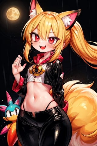 8k resolution, high resolution, masterpiece, intricate details, highly detailed, HD quality, solo, loli, short stature, little girls, only girls, dark background, rain, scarlet moon, crimson moon, moon, moon on the background, 

Red eyes.black sclera.vertical pupil.cat's pupil.glowing eyes.fangs.fox ears.a fox's tail behind his back.claws on the fingers.claw.black claws.small claws.blonde.yellow hair.long hair.straight hair.two ponytails.black scaly coat.black pants.an evil expression.grin.a joyful expression.fighting pose, 

focus on the whole body, the whole body in the frame, the body is completely in the frame, the body does not leave the frame, detailed hands, detailed fingers, perfect body, perfect anatomy, wet bodies, rich colors, vibrant colors, detailed eyes, super detailed, extremely beautiful graphics, super detailed skin, best quality, highest quality, high detail, masterpiece, detailed skin, perfect anatomy, perfect body, perfect hands, perfect fingers, complex details, reflective hair, textured hair, best quality,super detailed,complex details, high resolution,

,jcdDX_soul3142,JCM2,High detailed ,USA,Color magic,AmyRose,Mrploxykun,Sonic,perfecteyes,Artist,AGGA_ST011,AGGA_ST005,rizdraws,fairy_tail_style,Oerlord,illya,hornet,HarryDraws,jtveemo,ChronoTemp ,Star vs. the Forces of Evil ,arcane style,Landidzu,Captain kirb,Saturated colors,Color saturation ,DAGASI