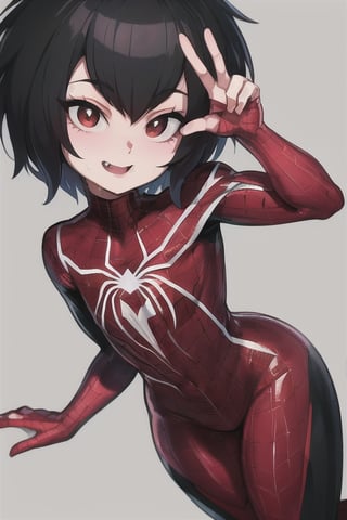 8k resolution, high resolution, masterpiece, intricate details, highly detailed, HD quality, solo, loli, short stature, little girls, only girls, dark background, rain, scarlet moon, crimson moon, moon, moon on the background, science fiction, science fiction city, red neon, blood red neon, burgundy red neon,

Peni Parker.red eyes.shining scarlet eyes.shining eyes.black hair.short haircut.slim build.teenage girl.Spiderman.Marvel.superhero.young woman.slim build.the red web.tight-fitting suit.black and red clothes.black spider print on the chest.black spider emblem.spider print.black print.hood.stretched hood.cheked smile.funny expression.fighting pose,

focus on the whole body, the whole body in the frame, the body is completely in the frame, the body does not leave the frame, detailed hands, detailed fingers, perfect body, perfect anatomy, wet bodies, rich colors, vibrant colors, detailed eyes, super detailed, extremely beautiful graphics, super detailed skin, best quality, highest quality, high detail, masterpiece, detailed skin, perfect anatomy, perfect body, perfect hands, perfect fingers, complex details, reflective hair, textured hair, best quality,super detailed,complex details, high resolution,

