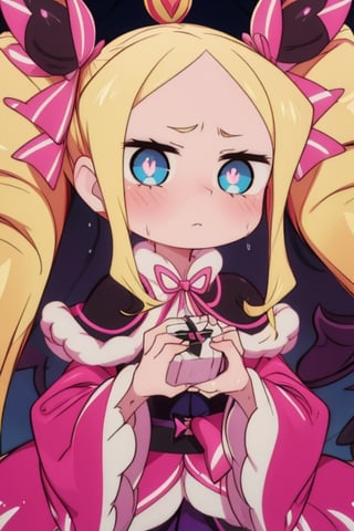 8k resolution, high resolution, masterpiece, intricate details, highly detailed, HD quality, solo, 1gìrl, loli, black desert on the background, night, rain, red stars in the sky, scarlet moon, Beatrice.blonde.Blue eyes.pink pupils.pupils in the shape of butterflies.(Beatrice's clothes).a lush pink dress.a short pink raincoat.two twisted pigtails.pigtails are tied with pink bows at the base.an emotionless expression.thoughtful expression, focus on the whole body, the whole body in the frame, small breasts, vds, looking at viewer, wet, rich colors, vibrant colors, detailed eyes, super detailed, extremely beautiful graphics, super detailed skin, best quality, highest quality, high detail, masterpiece, detailed skin, perfect anatomy, perfect body, perfect hands, perfect fingers, complex details, reflective hair, textured hair, best quality, super detailed, complex details, high resolution,  

,Shadbase ,Ankha,USA,Sonique ,Sonic,AmyRose,Blase,muffetwear,muffet,Alphys ,Gwendolyn_Tennyson,M3GEN/(Robot Girl/),Wednesday Addams  , Addams ,Smolder ,nezuko,Trixie Carter ,American Dragon,Komekko from Bakuen,pandemonica(helltaker),demon girl ,chloe,Naruto,Hinata,Betty
