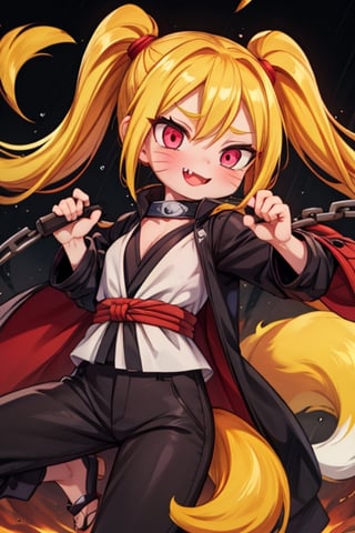 8k resolution, high resolution, masterpiece, intricate details, highly detailed, HD quality, solo, loli, 1_girls, dark background.black desert.scarlet moon.red moon.moon.rain, Naruko uzumaki.red eyes.blonde.yellow hair.two ponytails.Naruko uzumaki clothes.shinobi clothes.black scaly coat.black pants.elongated tongue.long tongue.big tongue.flaunt.fighting pose.glowing eyes.a cheeky smile.funny expression.a joyful expression, a fighting scythe in crayfish.a black blade with red edges.black metal handle.two-meter braid.the base of the blade is wrapped in chains, a giant fox behind Naruko.ghostly fox. red wool.red aura.tail.bared fangs.fighting pose, looking at the camera, focus on the whole body, the whole body in the frame, small breasts, rich colors, vibrant colors, detailed eyes, super detailed, extremely beautiful graphics, super detailed skin, best quality, highest quality, high detail, masterpiece, detailed skin, perfect anatomy, perfect body, perfect hands, perfect fingers, complex details, reflective hair, textured hair, best quality,super detailed,complex details, high resolution,

,jtveemo,himenoa,Star vs. the Forces of Evil ,Naruto,Landidzu,arcane style,Oerlord,DAGASI,Karin