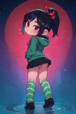 8k resolution, high resolution, masterpiece, intricate details, highly detailed, HD quality, solo, loli, short stature, little girls, only girls, dark background, rain, scarlet moon, crimson moon, moon, moon on the background, 

Vanellope von Schweetz.black hair.red eyes.green hoodie.black skirt.mini skirt.stockings.stockings with white and green stripes.funny expression.cheeky smile, standing with his back to the viewer, ass, big ass, ass set aside, perfect ass, focus on ass, perfect anus, perfect vagina, beautiful anus, beautiful vagina, smooth anus, smooth vagina, small breasts, flat breasts, 

focus on the whole body, the whole body in the frame, the body is completely in the frame, the body does not leave the frame, detailed hands, detailed fingers, perfect body, perfect anatomy, wet bodies, rich colors, vibrant colors, detailed eyes, super detailed, extremely beautiful graphics, super detailed skin, best quality, highest quality, high detail, masterpiece, detailed skin, perfect anatomy, perfect body, perfect hands, perfect fingers, complex details, reflective hair, textured hair, best quality,super detailed,complex details, high resolution,

,jcdDX_soul3142,JCM2,High detailed ,USA,Color magic,AmyRose,Mrploxykun,Sonic,perfecteyes,Artist,AGGA_ST011,AGGA_ST005,rizdraws,fairy_tail_style,Oerlord,illya,hornet,HarryDraws,jtveemo,ChronoTemp ,Captain kirb