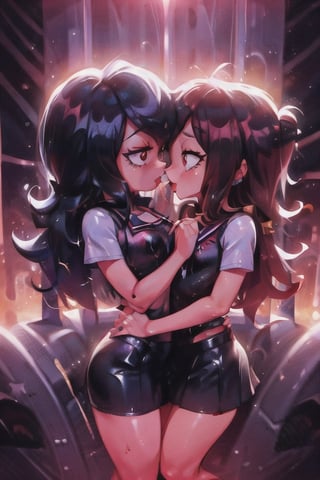 8k resolution, high resolution, masterpiece, intricate details, highly detailed, HD quality, solo, short stature, only girls, dark background, rain, scarlet moon, crimson moon, moon, moon on the background, 

Penny parker kisses Penny Parker.a kiss.a detailed kiss.a sensual kiss.the perfect kiss.kiss two girls.two girls.several girls.lesbians.yuri.

Peni Parker.red eyes.shining scarlet eyes.shining eyes.black hair.short haircut.slim build.a teenage girl.Penny Parker's clothes.school uniform.black vest.white shirt.black shorts.leather shorts.short shorts.black skirt.gentle expression.loving expression.excited expression.lustful expression,

focus on the whole body, the whole body in the frame, the body is completely in the frame, the body does not leave the frame, detailed hands, detailed fingers, perfect body, perfect anatomy, wet bodies, rich colors, vibrant colors, detailed eyes, super detailed, extremely beautiful graphics, super detailed skin, best quality, highest quality, high detail, masterpiece, detailed skin, perfect anatomy, perfect body, perfect hands, perfect fingers, complex details, reflective hair, textured hair, best quality,super detailed,complex details, high resolution,

,AGGA_ST011,ChronoTemp ,illya,Star vs. the Forces of Evil ,Captain kirb,jtveemo,JCM2,Mrploxykun