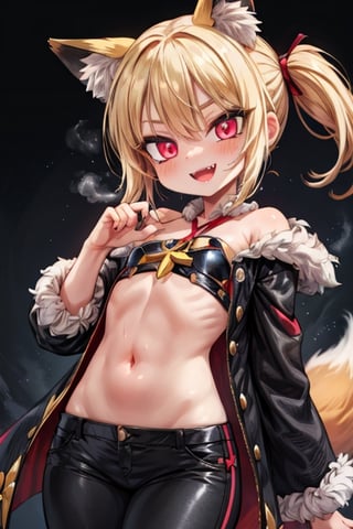 8k resolution, high resolution, masterpiece, intricate details, highly detailed, HD quality, solo, loli, short stature, little girls, only girls, dark background, rain, scarlet moon, crimson moon, moon, moon on the background, 

Red eyes.black sclera.vertical pupil.cat's pupil.glowing eyes.fangs.fox ears.a fox's tail behind his back.claws on the fingers.claw.black claws.small claws.blonde.yellow hair.long hair.straight hair.two ponytails.black scaly coat.black pants.an evil expression.grin.a joyful expression.fighting pose, 

focus on the whole body, the whole body in the frame, the body is completely in the frame, the body does not leave the frame, detailed hands, detailed fingers, perfect body, perfect anatomy, wet bodies, rich colors, vibrant colors, detailed eyes, super detailed, extremely beautiful graphics, super detailed skin, best quality, highest quality, high detail, masterpiece, detailed skin, perfect anatomy, perfect body, perfect hands, perfect fingers, complex details, reflective hair, textured hair, best quality,super detailed,complex details, high resolution,

,jcdDX_soul3142,JCM2,High detailed ,USA,Color magic,AmyRose,Mrploxykun,Sonic,perfecteyes,Artist,AGGA_ST011,AGGA_ST005,rizdraws,fairy_tail_style,Oerlord,illya,hornet,HarryDraws,jtveemo,ChronoTemp ,Star vs. the Forces of Evil ,arcane style,Landidzu,Captain kirb,Saturated colors,Color saturation ,DAGASI