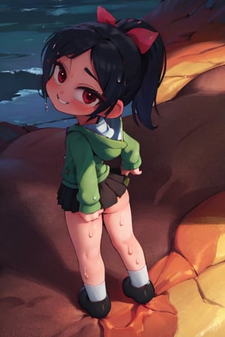 8k resolution, high resolution, masterpiece, intricate details, highly detailed, HD quality, solo, loli, short stature, little girls, only girls, dark background, rain, scarlet moon, crimson moon, moon, moon on the background, 

Vanellope von Schweetz.black hair.red eyes.green hoodie.black skirt.mini skirt.stockings.stockings with white and green stripes.funny expression.cheeky smile, standing with his back to the viewer, ass, big ass, ass set aside, perfect ass, focus on ass, perfect anus, perfect vagina, beautiful anus, beautiful vagina, smooth anus, smooth vagina, small breasts, flat breasts, 

focus on the whole body, the whole body in the frame, the body is completely in the frame, the body does not leave the frame, detailed hands, detailed fingers, perfect body, perfect anatomy, wet bodies, rich colors, vibrant colors, detailed eyes, super detailed, extremely beautiful graphics, super detailed skin, best quality, highest quality, high detail, masterpiece, detailed skin, perfect anatomy, perfect body, perfect hands, perfect fingers, complex details, reflective hair, textured hair, best quality,super detailed,complex details, high resolution,

,jcdDX_soul3142,JCM2,High detailed ,USA,Color magic,AmyRose,Mrploxykun,Sonic,perfecteyes,Artist,AGGA_ST011,AGGA_ST005,rizdraws,fairy_tail_style,Oerlord,illya,hornet,HarryDraws