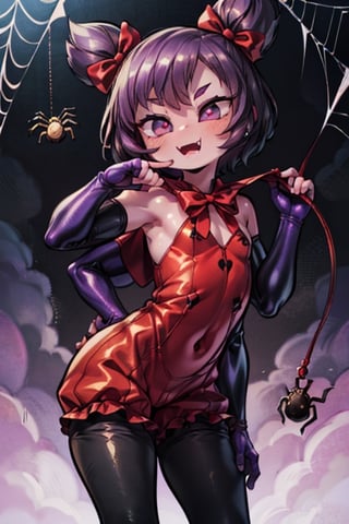 8k resolution, high resolution, masterpiece,  intricate details, highly detailed, HD quality, best quality, vibrant colors, 1girl,muffet,(muffetwear), monster girl,((purple body:1.3)),humanoid, arachnid, anthro,((fangs)),pigtails,hair bows,5 eyes,spider girl,6 arms,solo,clothed,6 hands,detailed hands,((spider webs:1.4)),bloomers,red and black clothing, armwear,  detailed eyes, super detailed, extremely beautiful graphics, super detailed skin, best quality, highest quality, high detail, masterpiece, detailed skin, perfect anatomy, perfect hands, perfect fingers, complex details, reflective hair, textured hair, best quality, super detailed, complex details, high resolution, looking at the viewer, rich colors, ,muffetwear,Shadbase ,JCM2,DAGASI,Oerlord,illya,In the style of gravityfalls,tensura,Mrploxykun,BORN-TO-DIE,Captain kirb