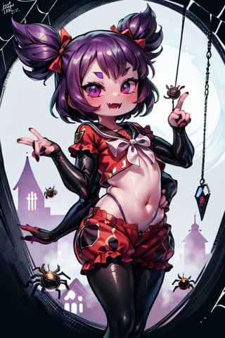 8k resolution, high resolution, masterpiece,  intricate details, highly detailed, HD quality, best quality, vibrant colors, 1girl,muffet,(muffetwear), monster girl,((purple body:1.3)),humanoid, arachnid, anthro,((fangs)),pigtails,hair bows,5 eyes,spider girl,6 arms,solo,clothed,6 hands,detailed hands,((spider webs:1.4)),bloomers,red and black clothing, armwear,  detailed eyes, super detailed, extremely beautiful graphics, super detailed skin, best quality, highest quality, high detail, masterpiece, detailed skin, perfect anatomy, perfect hands, perfect fingers, complex details, reflective hair, textured hair, best quality, super detailed, complex details, high resolution, looking at the viewer, rich colors, ,muffetwear,Shadbase ,JCM2,DAGASI,Oerlord,illya,In the style of gravityfalls,tensura,Mrploxykun,BORN-TO-DIE,Captain kirb