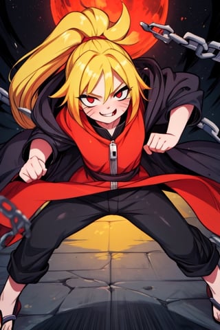 8k resolution, high resolution, masterpiece, intricate details, highly detailed, HD quality, solo, loli, 1_girls, dark background.black desert.scarlet moon.red moon.moon.rain, Naruko uzumaki.red eyes.blonde.yellow hair.two ponytails.Naruko uzumaki clothes.shinobi clothes.black scaly coat.black pants.elongated tongue.long tongue.big tongue.flaunt.fighting pose.glowing eyes.a cheeky smile.funny expression.a joyful expression, a fighting scythe in crayfish.a black blade with red edges.black metal handle.two-meter braid.the base of the blade is wrapped in chains, susanoo.giant fox behind Naruko.ghostly fox. red wool.red aura.tail.bared fangs.fighting pose, looking at the camera, focus on the whole body, the whole body in the frame, small breasts, rich colors, vibrant colors, detailed eyes, super detailed, extremely beautiful graphics, super detailed skin, best quality, highest quality, high detail, masterpiece, detailed skin, perfect anatomy, perfect body, perfect hands, perfect fingers, complex details, reflective hair, textured hair, best quality,super detailed,complex details, high resolution,

,jtveemo,himenoa,Star vs. the Forces of Evil ,Naruto,Landidzu,arcane style,Oerlord,DAGASI,Karin,JCM2,USA,Overgeared Manhwa