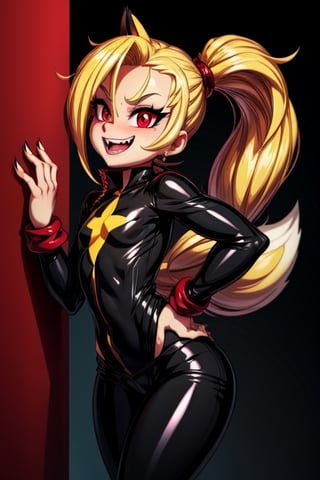 8k resolution, high resolution, masterpiece, intricate details, highly detailed, HD quality, solo, loli, short stature, little girls, only girls, dark background, rain, scarlet moon, crimson moon, moon, moon on the background, 

Red eyes.black sclera.vertical pupil.cat's pupil.glowing eyes.fangs.fox ears.a fox's tail behind his back.claws on the fingers.claw.black claws.small claws.blonde.yellow hair.long hair.straight hair.two ponytails.black scaly coat.black pants.an evil expression.grin.a joyful expression.fighting pose, 

focus on the whole body, the whole body in the frame, the body is completely in the frame, the body does not leave the frame, detailed hands, detailed fingers, perfect body, perfect anatomy, wet bodies, rich colors, vibrant colors, detailed eyes, super detailed, extremely beautiful graphics, super detailed skin, best quality, highest quality, high detail, masterpiece, detailed skin, perfect anatomy, perfect body, perfect hands, perfect fingers, complex details, reflective hair, textured hair, best quality,super detailed,complex details, high resolution,

,jcdDX_soul3142,JCM2,High detailed ,USA,Color magic,AmyRose,Mrploxykun,Sonic,perfecteyes,Artist,AGGA_ST011,AGGA_ST005,rizdraws,fairy_tail_style,Oerlord,illya,hornet,HarryDraws,jtveemo,ChronoTemp ,Star vs. the Forces of Evil ,arcane style,Landidzu,Captain kirb,Saturated colors,Color saturation ,DAGASI