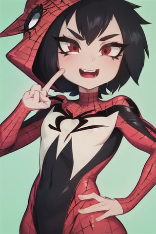 8k resolution, high resolution, masterpiece, intricate details, highly detailed, HD quality, solo, loli, short stature, little girls, only girls, dark background, rain, scarlet moon, crimson moon, moon, moon on the background, science fiction, science fiction city, red neon, blood red neon, burgundy red neon,

Peni Parker.red eyes.shining scarlet eyes.shining eyes.black hair.short haircut.slim build.teenage girl.Spiderman.Marvel.superhero.young woman.slim build.the red web.tight-fitting suit.black and red clothes.black spider print on the chest.black spider emblem.spider print.black print.hood.stretched hood.cheked smile.funny expression.fighting pose,

focus on the whole body, the whole body in the frame, the body is completely in the frame, the body does not leave the frame, detailed hands, detailed fingers, perfect body, perfect anatomy, wet bodies, rich colors, vibrant colors, detailed eyes, super detailed, extremely beautiful graphics, super detailed skin, best quality, highest quality, high detail, masterpiece, detailed skin, perfect anatomy, perfect body, perfect hands, perfect fingers, complex details, reflective hair, textured hair, best quality,super detailed,complex details, high resolution,

,AGGA_ST011,ChronoTemp ,illya,Star vs. the Forces of Evil ,Captain kirb,jtveemo,JCM2,Mrploxykun,Gerph ,Jago,Overlord,Artist,penini,C7b3rp0nkStyle,High detailed ,neon palette,perfecteyes,horror,fantasy00d