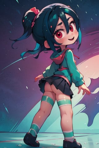 8k resolution, high resolution, masterpiece, intricate details, highly detailed, HD quality, solo, loli, short stature, little girls, only girls, dark background, rain, scarlet moon, crimson moon, moon, moon on the background, 

Vanellope von Schweetz.black hair.red eyes.green hoodie.black skirt.mini skirt.stockings.stockings with white and green stripes.funny expression.cheeky smile, standing with his back to the viewer, ass, big ass, ass set aside, perfect ass, focus on ass, perfect anus, perfect vagina, beautiful anus, beautiful vagina, smooth anus, smooth vagina, small breasts, flat breasts, 

focus on the whole body, the whole body in the frame, the body is completely in the frame, the body does not leave the frame, detailed hands, detailed fingers, perfect body, perfect anatomy, wet bodies, rich colors, vibrant colors, detailed eyes, super detailed, extremely beautiful graphics, super detailed skin, best quality, highest quality, high detail, masterpiece, detailed skin, perfect anatomy, perfect body, perfect hands, perfect fingers, complex details, reflective hair, textured hair, best quality,super detailed,complex details, high resolution,

,jcdDX_soul3142,JCM2,High detailed ,USA,Color magic,AmyRose,Mrploxykun,Sonic,perfecteyes,Artist,AGGA_ST011,AGGA_ST005,rizdraws,fairy_tail_style,Oerlord,illya,hornet,HarryDraws