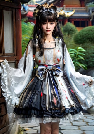 (glamour1.2) photo of a beautiful young woman with a clear collarbone, open_mouth, charging in front of a luxurious asian_village, BREAK wearing hanfu, hanfulolita, (blush, blemishes:0.6), (goosebumps:0.5), subsurface scattering, iridescent eyes, detailed skin texture, hourglass body shape, textured skin, realistic dull skin noise, visible skin detail, skin fuzz, dry skin, petite, photorealistic, remarkable color, (photorealistic, SFW:1.3), (upper body framing:1.3), dramatic lighting, golden_ratio, Fujicolor_Pro_Film,
