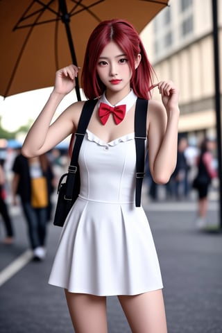 (((beauty)))-moment-of-irresistible-1girl, bishoujo-in-her-20s, unique-messy-hairstyle, hair-bow, realistic-detailed-skin, (((Ultra-HD-photo-same-realistic-quality-details))), remarkable-colors, Lolita-fashion, short-dress, holding-umbrella, backpack, hair-bowtie, frills, bodycon, unique-model-poses, (((relaxed, supporting-pose))), unique-background, dramatic-rim-lighting, shot-on-digital-cinematic-camera, Sugar babe, Hyper Realistic, hermosotwns,<lora:659111690174031528:1.0>