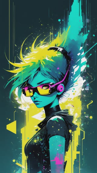 Disnkey Tinkerbell,  wearing VR headset,  cyberpunk 2077 cityscape,  art by Agnes Cecile
