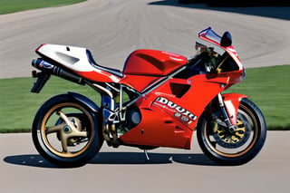 (masterpiece, best quality:1.3) 94Ducati916, carl fogarty 1994 world superbike championship winning ducati 916, ultra high details, photorealistic, race track,