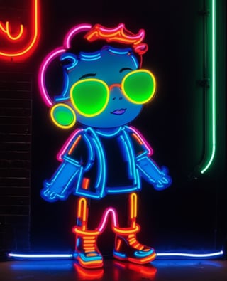 1boy, neon style