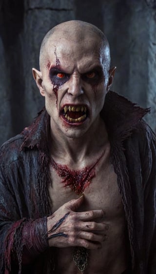 Scary ancient male Strigoi vampire, horror, ultra-detailed, HDR, dramatic lighting