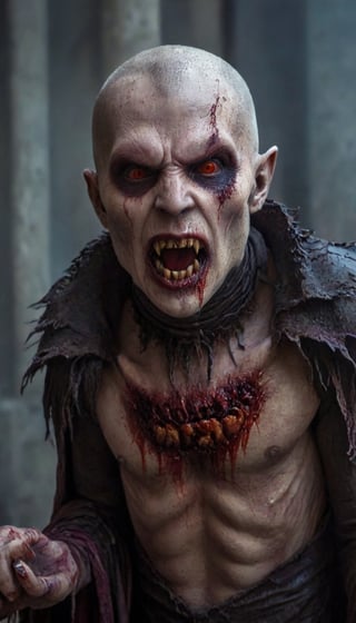 Scary ancient male Strigoi vampire, horror, ultra-detailed, HDR, dramatic lighting