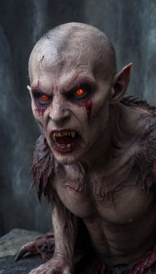 Scary ancient male Strigoi vampire, horror, ultra-detailed, HDR, dramatic lighting