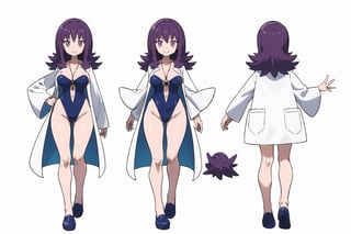 multiple views, Model sheet, masterpiece, best quality, looking at viewer, sugimori ken \(style\), {big milkers} (full body), 1girl,  {{{masterpiece, best quality, profivy-nvwls-v1, profivy, purple hair, labcoat, necklace, looking at viewer, large breasts, smile, one-piece swimsuit }}}, semi-nude, mom and daughter, 1girl, {White background} <<big milkers>> SMAce, masterpiece, best quality, , masterpiece, {{illustration}}, {best quality}, {{hi res}},Kanna Kamui 



,profIvy