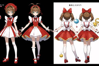 multiple views, Model sheet, masterpiece, best quality, looking at viewer, sugimori ken \(style\), {big milkers} (full body), 1girl,  {{{  Cardcaptor_Sakura, skirt_lift, red_dress }}}, semi-nude, mom and daughter, 1girl, {White background} <<big milkers>> SMAce, masterpiece, best quality, , masterpiece, {{illustration}}, {best quality}, {{hi res}},tashigi,glasses,AGE REGRESSION,kinomoto sakura,Cardcaptor_Sakura