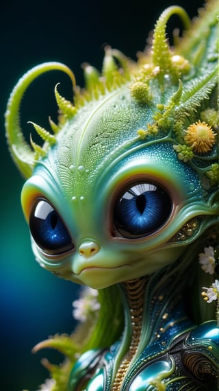 Cute creature from Space. terraforming. Alien Flora, Miki Asai Macro photography, close-up, hyper detailed, trending on artstation, sharp focus, studio photo, intricate details, highly detailed, by greg rutkowskidetailed face, detailed skin