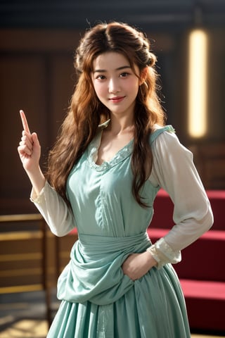 a with a orientalist smileful face and her hair is natural disheveled in a theatrical in the style of impressionist style painting, top 6 worst movie ever imdb list,(Raise the middle finger:1.3),
,,poakl