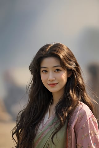 a with a orientalist smileful face and her hair is natural disheveled in a theatrical in the style of impressionist style painting, top 6 worst movie ever imdb list,
,,poakl