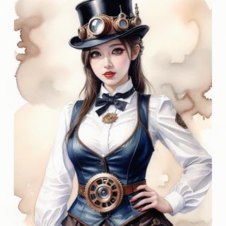 girl,HZ Steampunk,1girl,FilmGirl,watercolor \(medium\),horror,LinkGirl,huayu