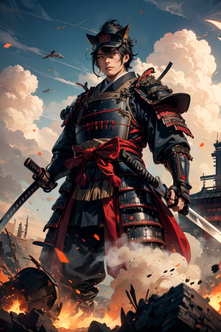 Imagine a world where the honor of ancient samurai converges with the technological wonders of steampunk brilliance. In this evocative realm, amidst towering pagodas adorned with brass fittings and bustling marketplaces filled with the hiss of steam, emerges a formidable figure: a samurai. Envision him clad in a blend of traditional armor and steampunk accouterments, with ornate kabuto helmets featuring intricate gears and steam vents. His katana, sheathed in a holster adorned with mechanical embellishments, gleams with the promise of swift justice. With a stoic expression etched upon his face, he embodies the code of bushido, his every movement a testament to discipline and mastery. Behind him, the cityscape sprawls with towering factories belching steam into the sky, symbolizing the harmonious coexistence of tradition and progress in this captivating world.